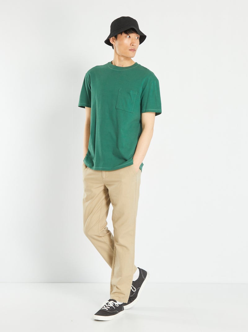 Camiseta de punto ancha con bolsillo Verde - Kiabi