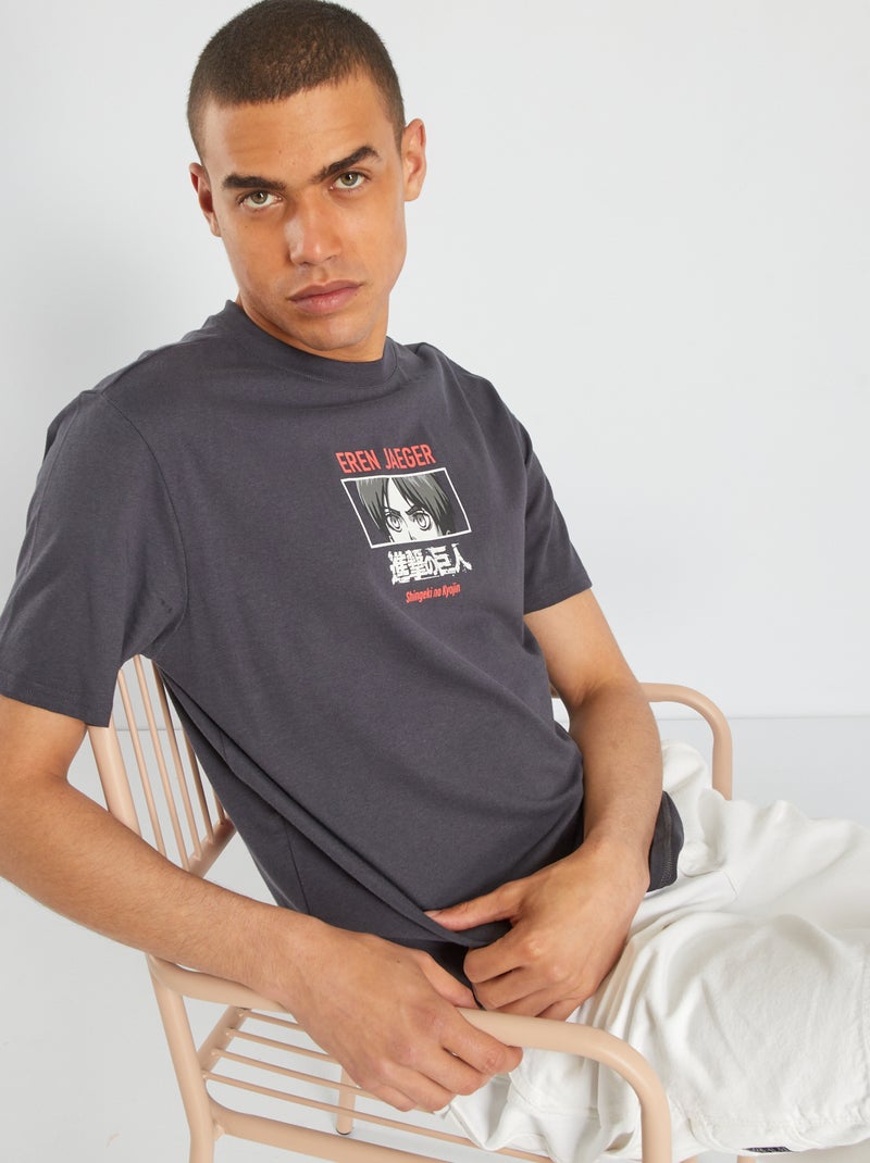 Camiseta de punto 'Ataque a los Titanes' GRIS - Kiabi