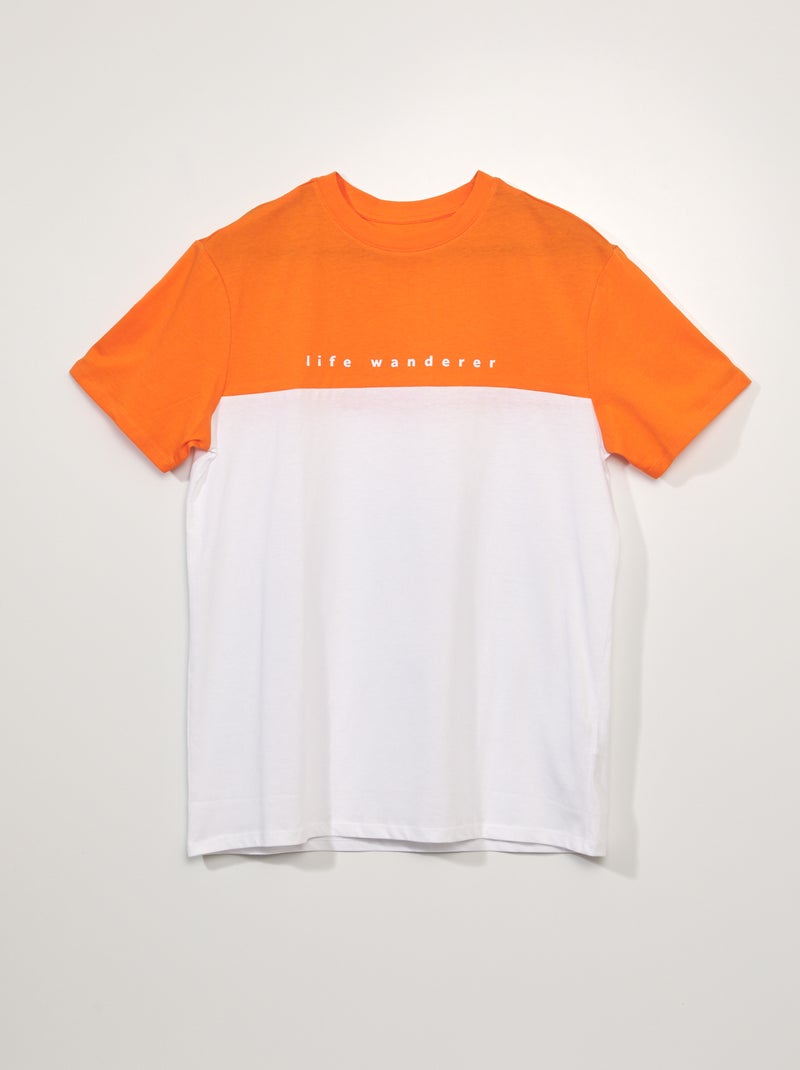 Camiseta de punto bicolor NARANJA - Kiabi
