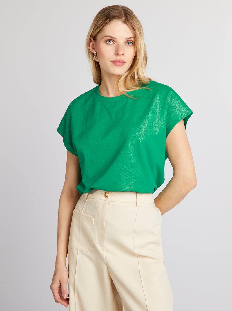 Camiseta de punto brillante VERDE - Kiabi