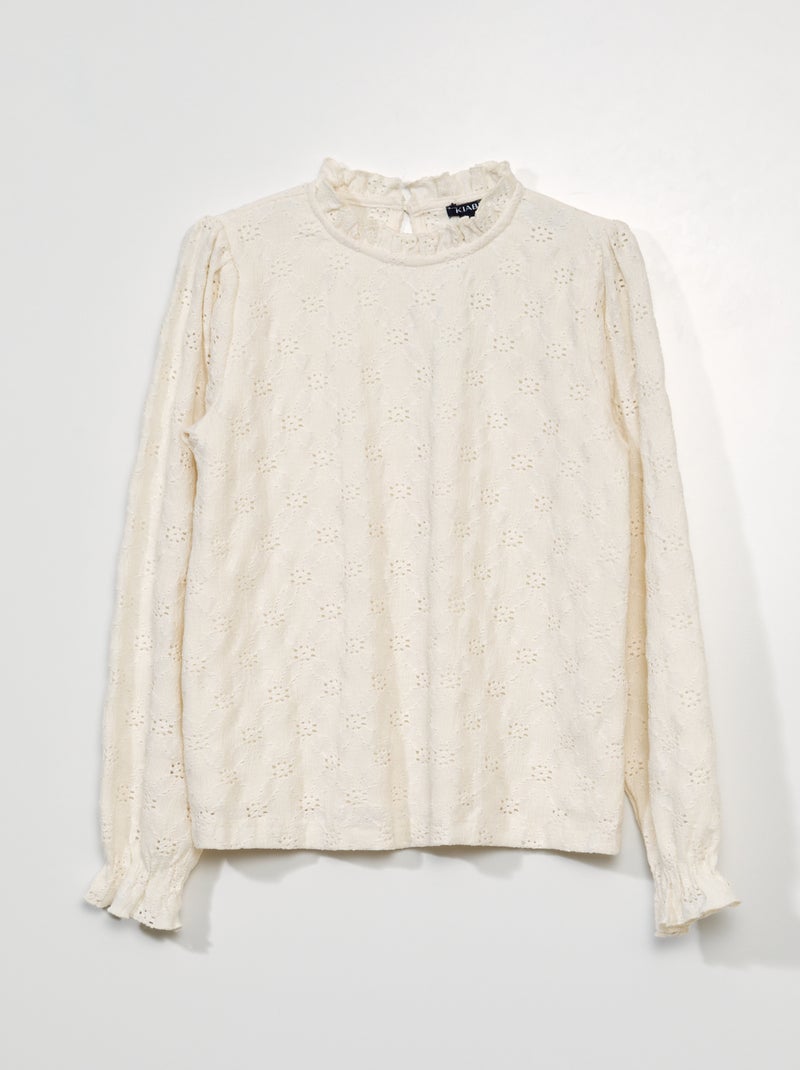 Camiseta de punto calado BLANCO - Kiabi