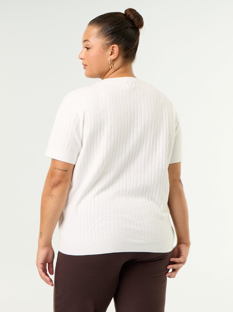 Camiseta de punto calado Blanco - Kiabi