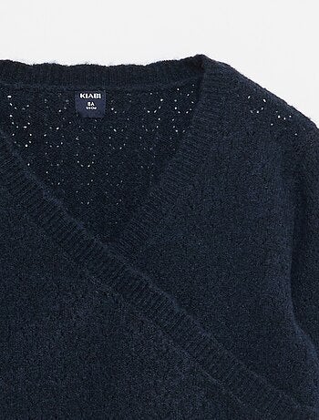 Camiseta de punto calado con cuello cruzado
