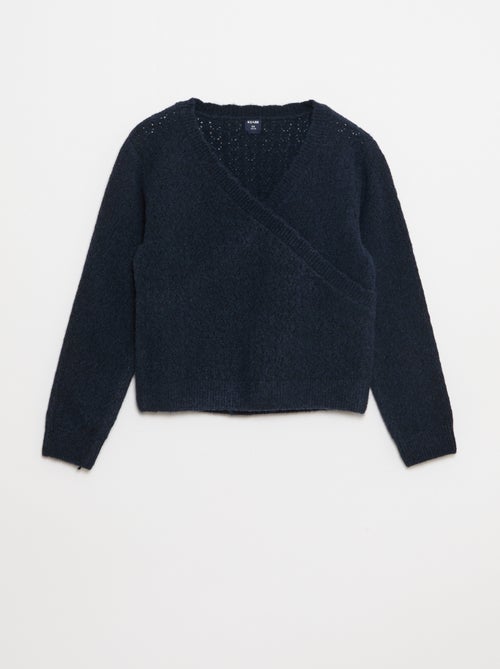 Camiseta de punto calado con cuello cruzado - Kiabi