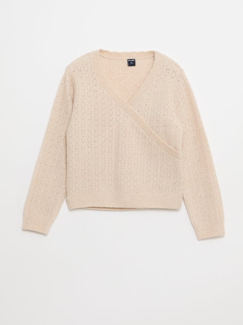 Camiseta de punto calado con cuello cruzado - Kiabi