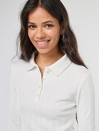Camiseta de punto calado con cuello polo