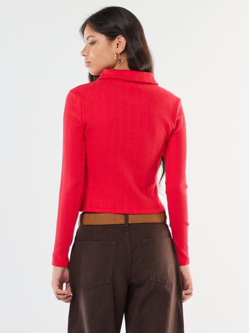 Camiseta de punto calado con cuello polo - Kiabi