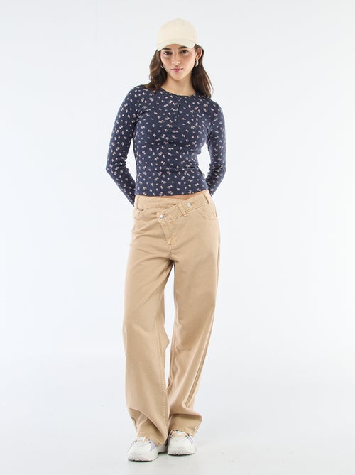 Camiseta de punto calado con flores - Kiabi