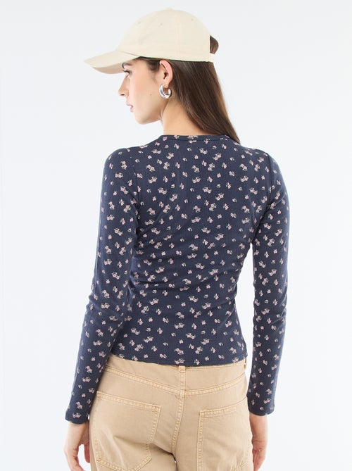 Camiseta de punto calado con flores - Kiabi