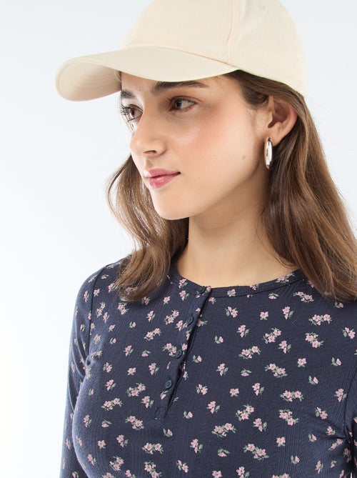 Camiseta de punto calado con flores - Kiabi