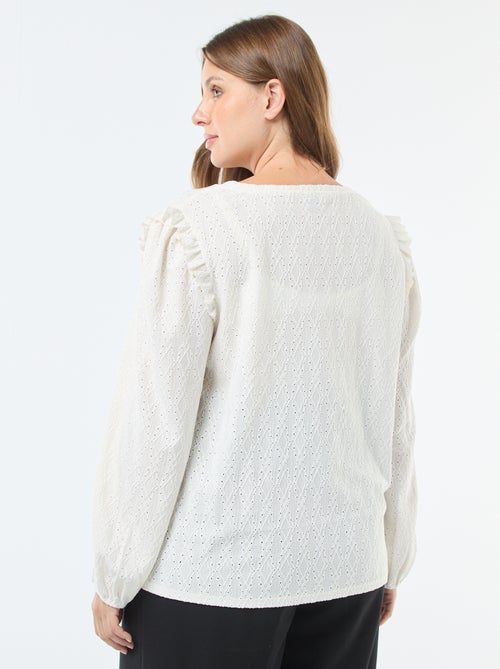 Camiseta de punto calado con hombros con volantes - Kiabi