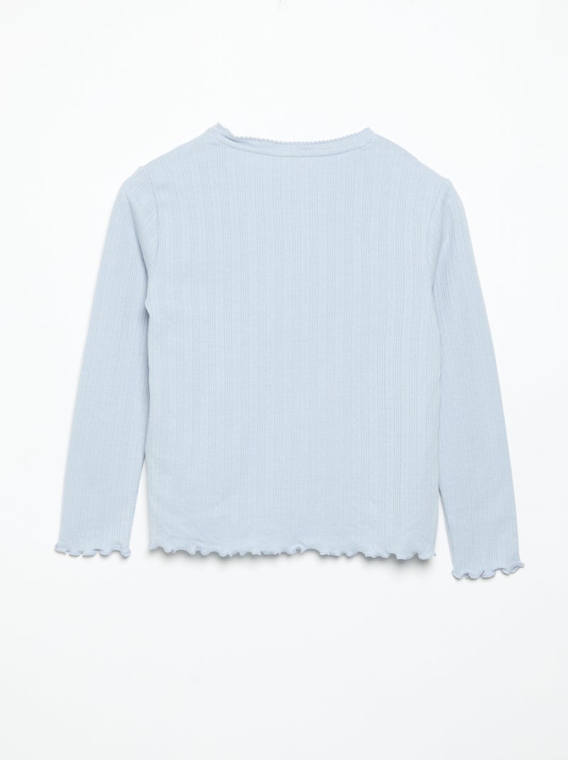 Camiseta de punto calado de manga larga Azul - Kiabi