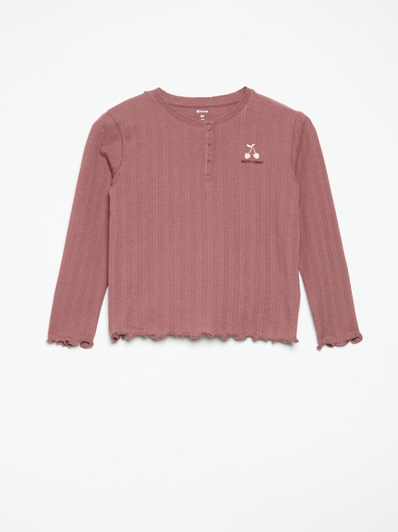 Camiseta de punto calado de manga larga Rojo - Kiabi