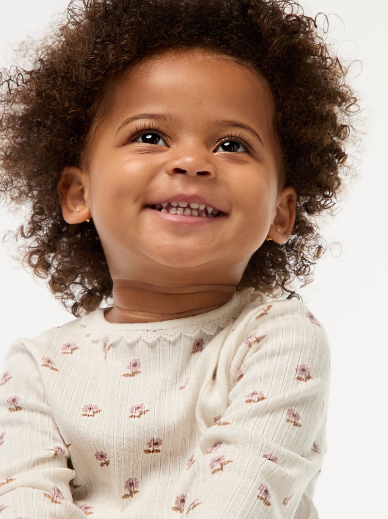 Camiseta de punto canalé Blanco - Kiabi