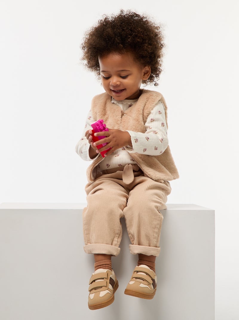 Camiseta de punto canalé Blanco - Kiabi