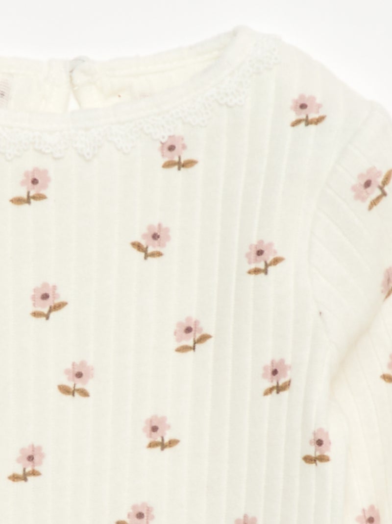 Camiseta de punto canalé Blanco - Kiabi