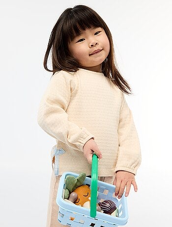 Camiseta de punto canalé con lazos decorativos