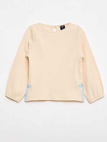 Camiseta de punto canalé con lazos decorativos