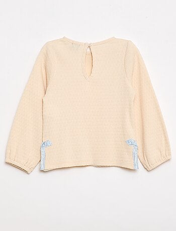 Camiseta de punto canalé con lazos decorativos