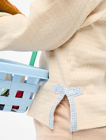 Camiseta de punto canalé con lazos decorativos