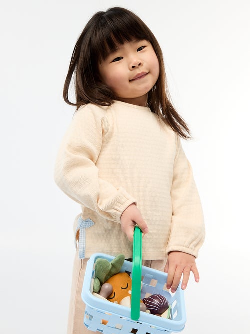 Camiseta de punto canalé con lazos decorativos - Kiabi