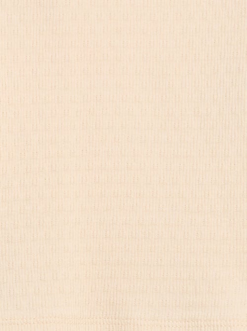 Camiseta de punto canalé con lazos decorativos - Kiabi