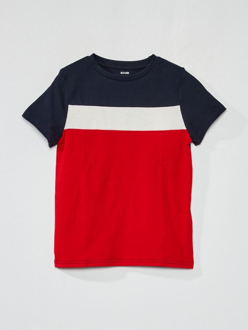 Camiseta de punto colorblock ROJO - Kiabi