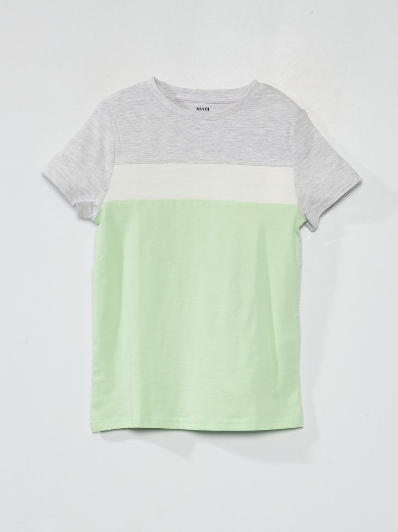 Camiseta de punto colorblock VERDE - Kiabi