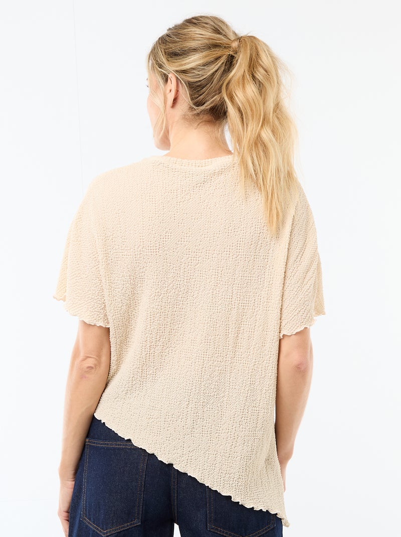 Camiseta de punto con bajo asimétrico Beige - Kiabi
