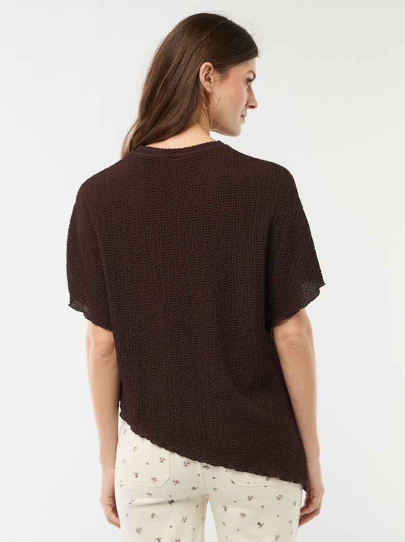 Camiseta de punto con bajo asimétrico Marron - Kiabi