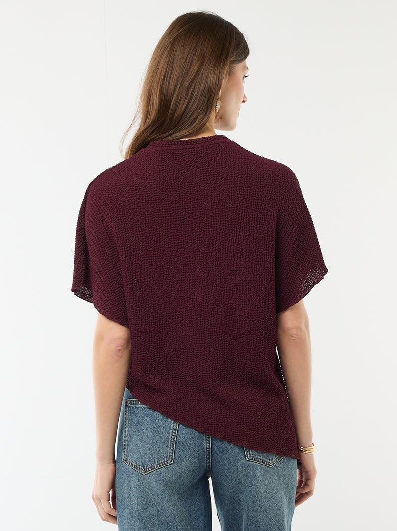 Camiseta de punto con bajo asimétrico Rojo - Kiabi