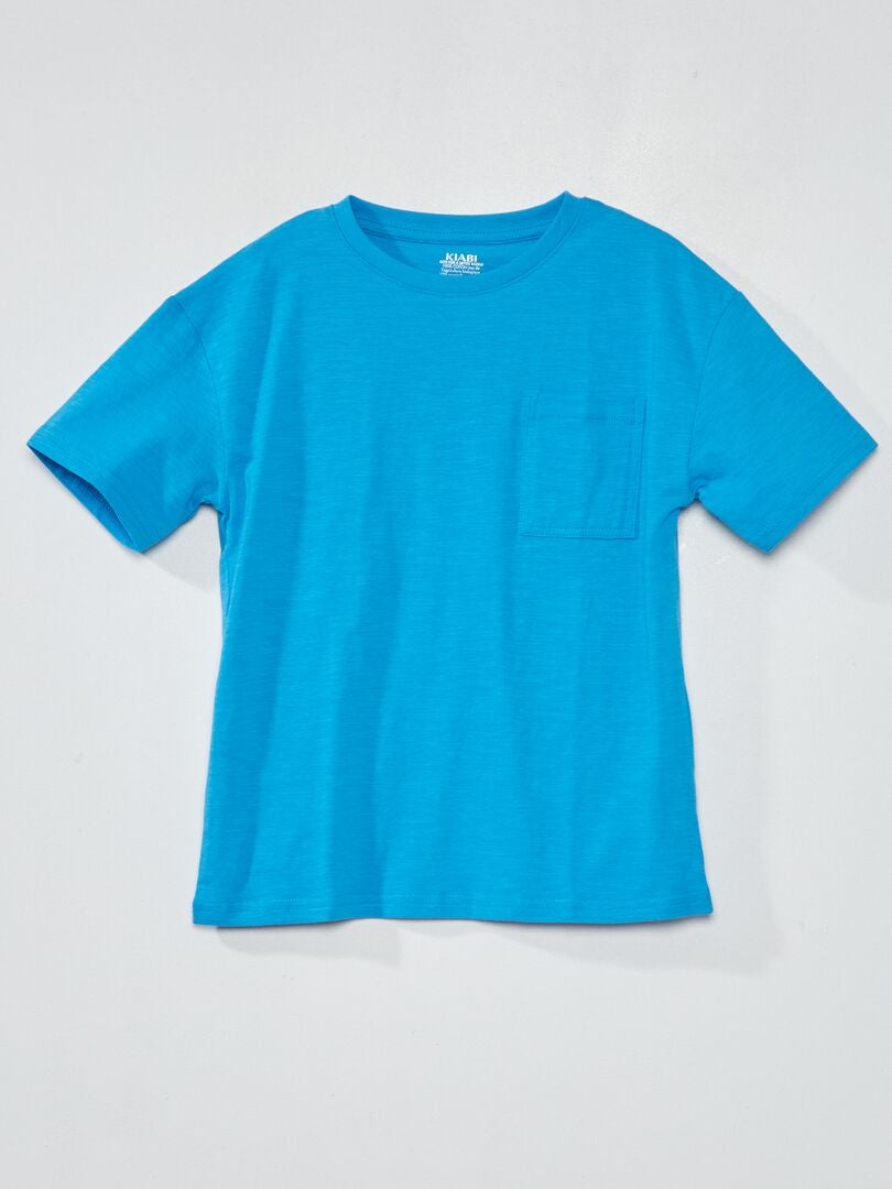 Camiseta de punto con bolsillo azul - Kiabi