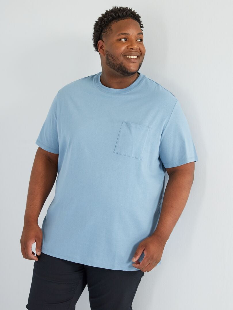 Camiseta de punto con bolsillo azul denim - Kiabi