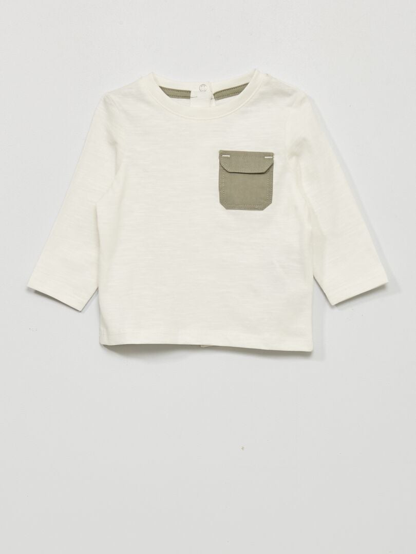 Camiseta de punto con bolsillo BLANCO - Kiabi
