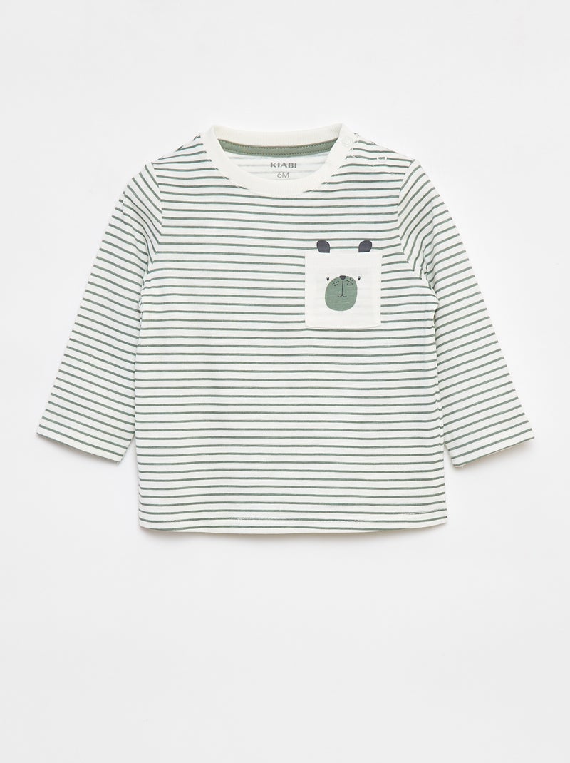 Camiseta de punto con bolsillo en el pecho Blanco - Kiabi