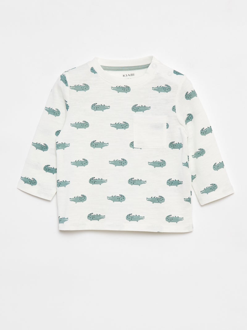 Camiseta de punto con bolsillo en el pecho Blanco - Kiabi