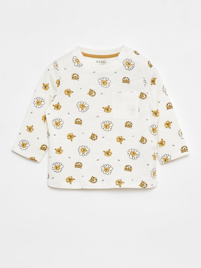 Camiseta de punto con bolsillo en el pecho Blanco - Kiabi
