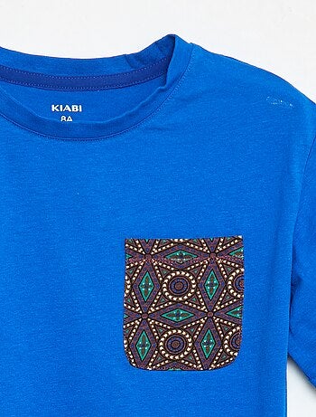 Camiseta de punto con bolsillo en el pecho con estampado