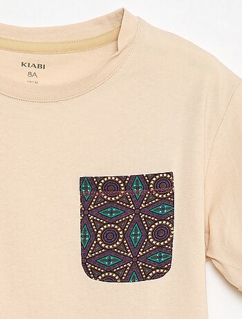 Camiseta de punto con bolsillo en el pecho con estampado