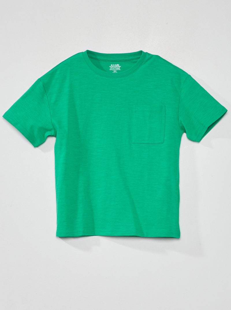 Camiseta de punto con bolsillo Verde - Kiabi