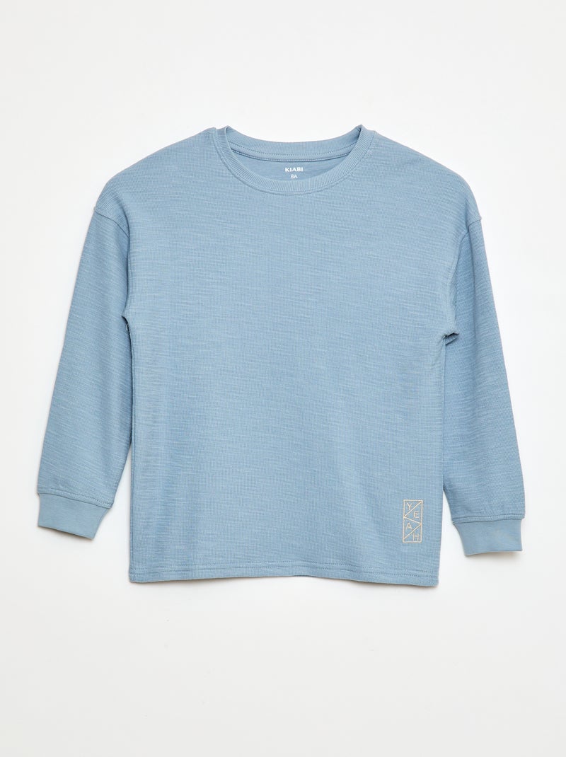 Camiseta de punto con bordado Azul - Kiabi