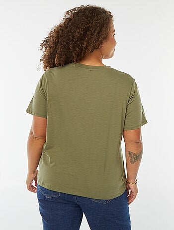 Camiseta de punto con bordado en el bajo