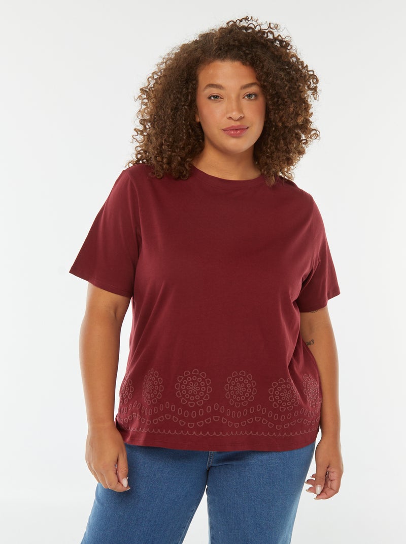 Camiseta de punto con bordado en el bajo Rojo - Kiabi
