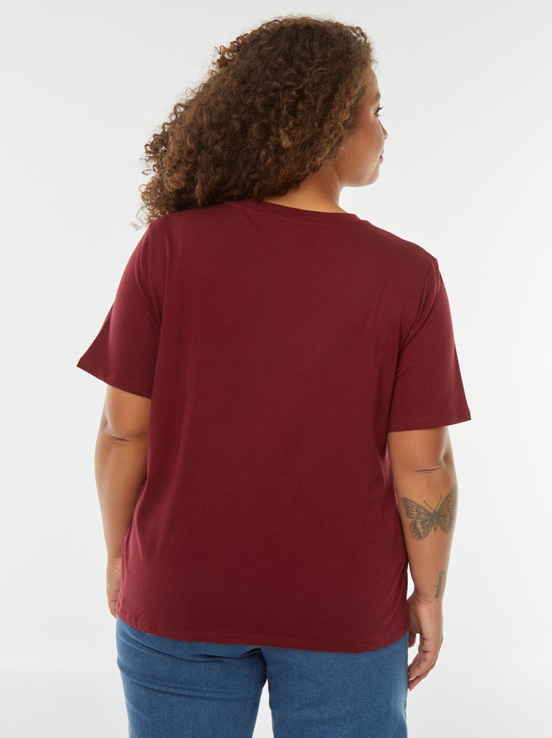 Camiseta de punto con bordado en el bajo Rojo - Kiabi