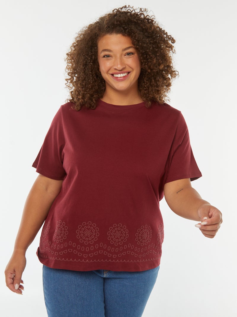 Camiseta de punto con bordado en el bajo Rojo - Kiabi
