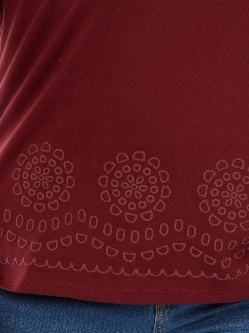 Camiseta de punto con bordado en el bajo Rojo - Kiabi