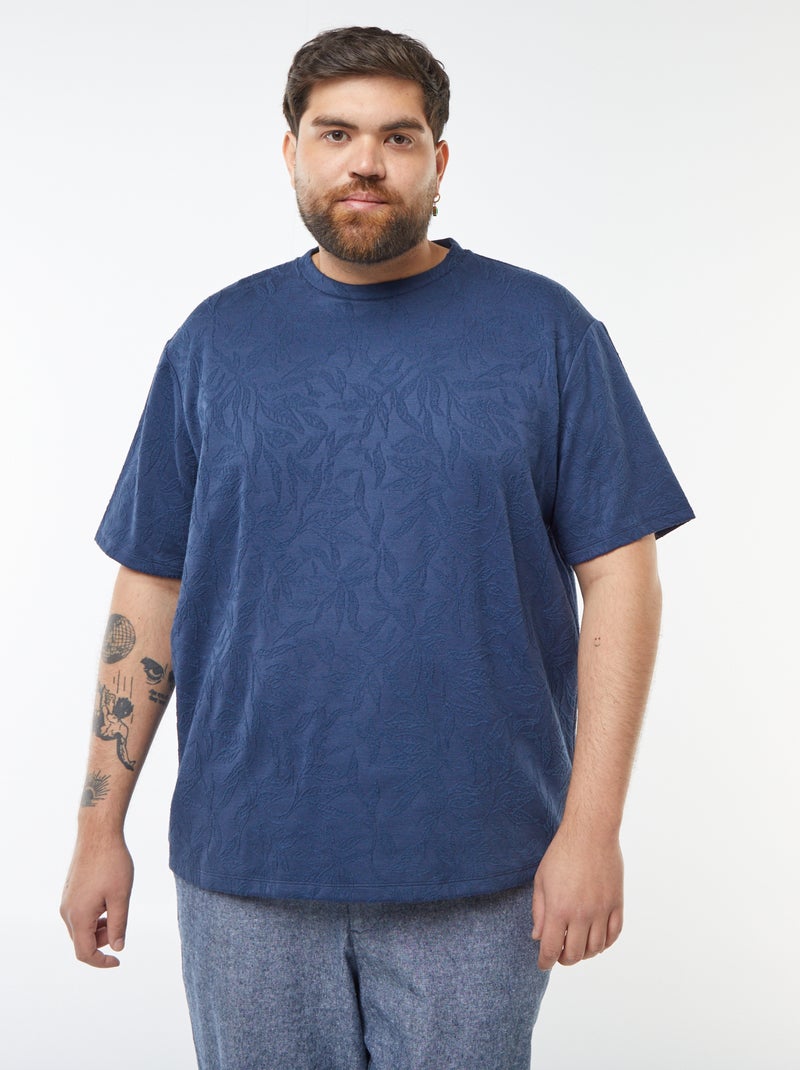Camiseta de punto con bordados all over Azul - Kiabi