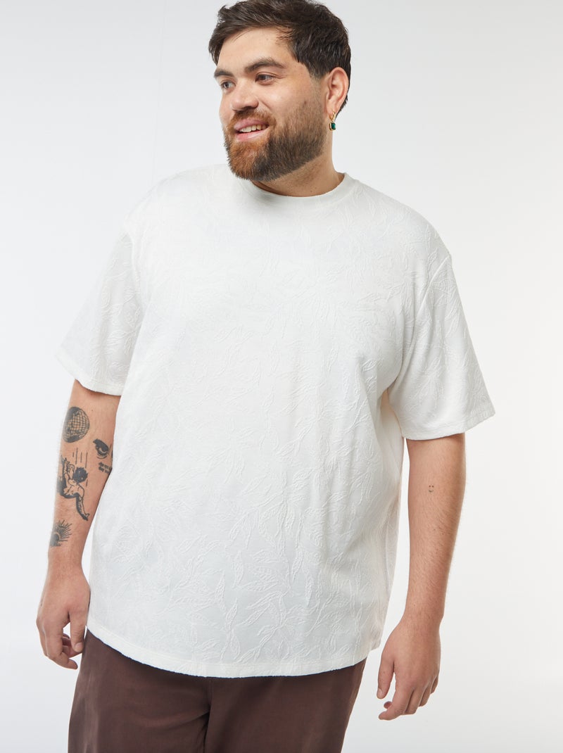 Camiseta de punto con bordados all over Blanco - Kiabi