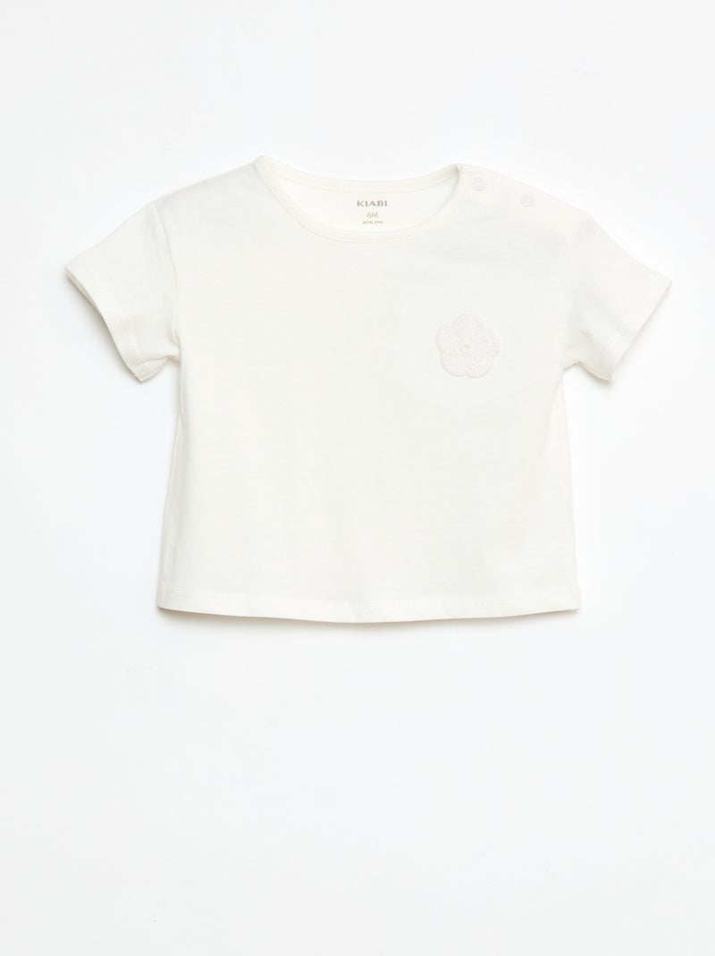 Camiseta de punto con cierre de automáticos en el hombro Blanco - Kiabi