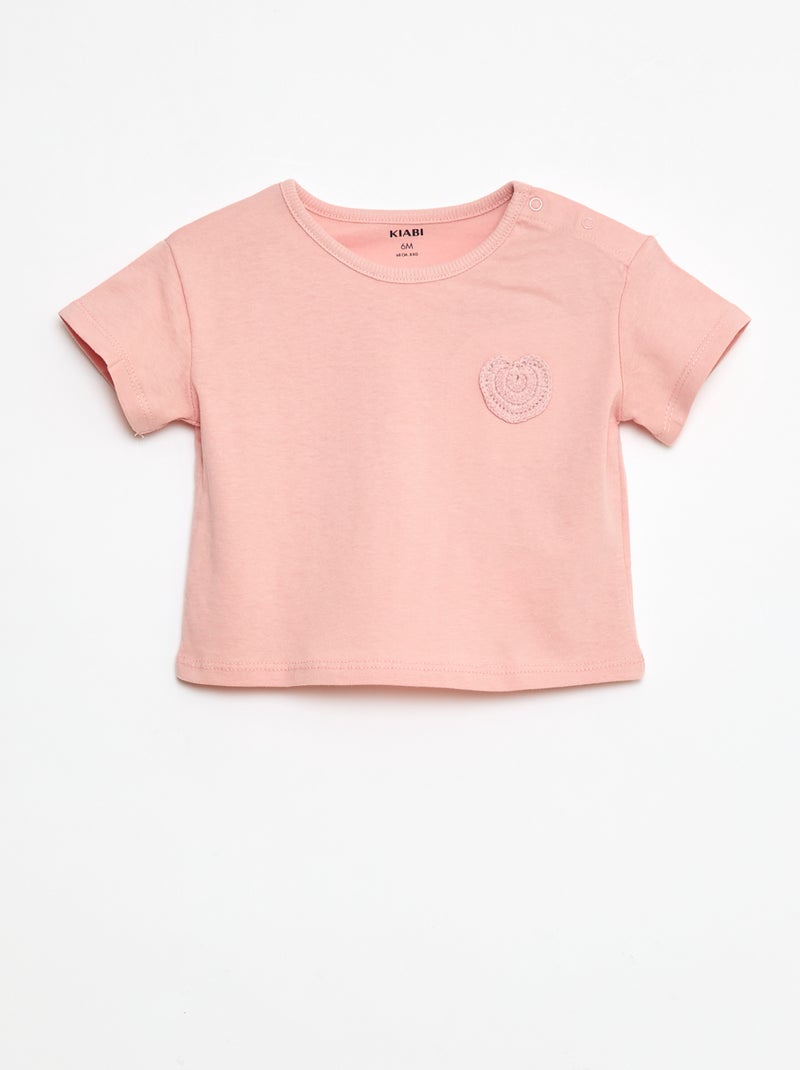 Camiseta de punto con cierre de automáticos en el hombro Rosa - Kiabi